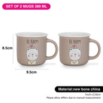 Fissman 2-Piece Mugs 380ml Be Happy New Bone China