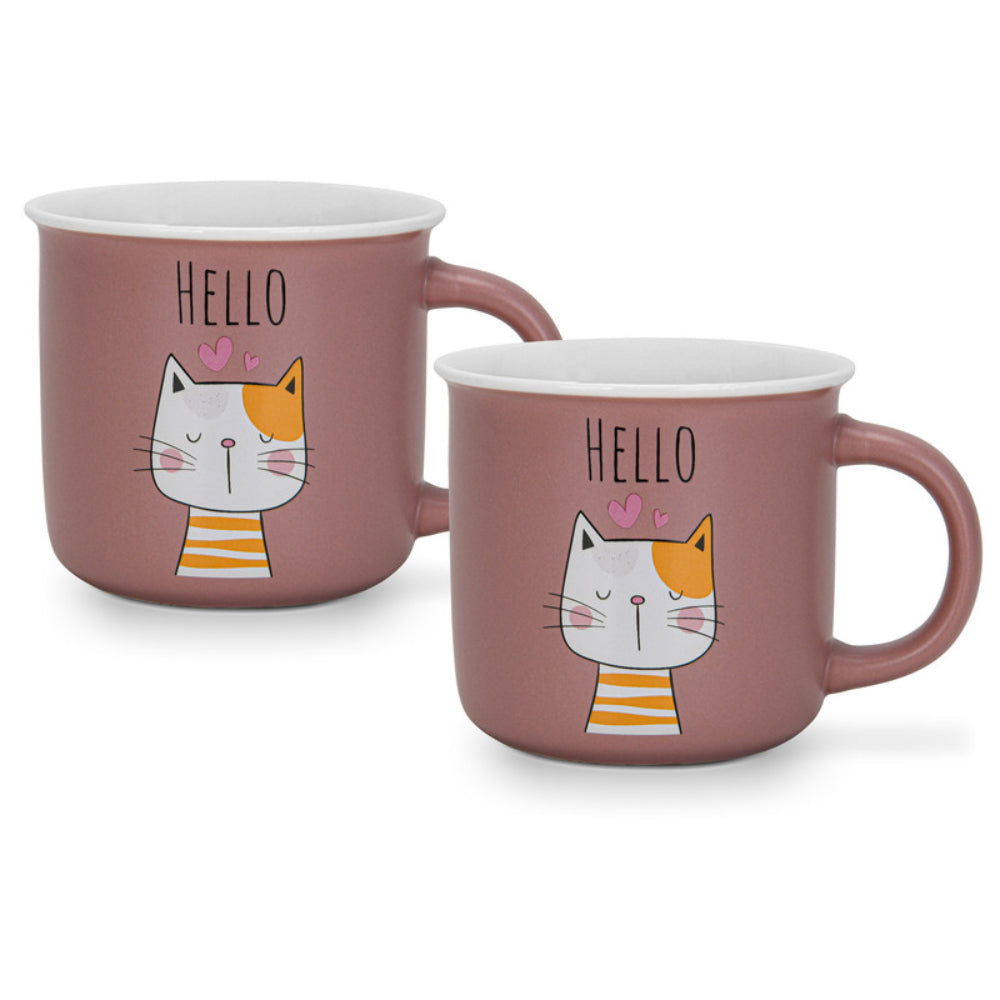 Fissman 2-Piece Mugs 380ml Hello New Bone China