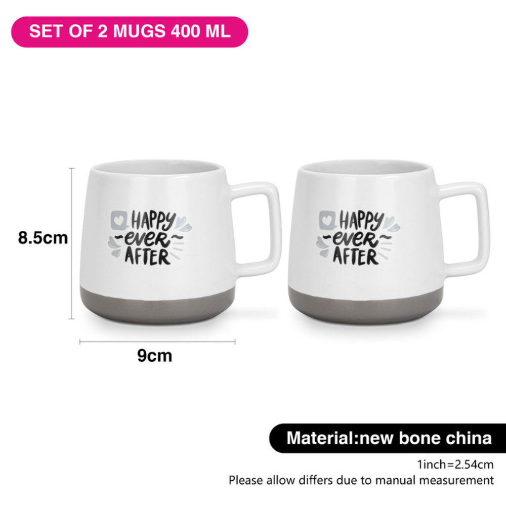 Fissman 2-Piece Mugs 400ml Happy Ever After New Bone China