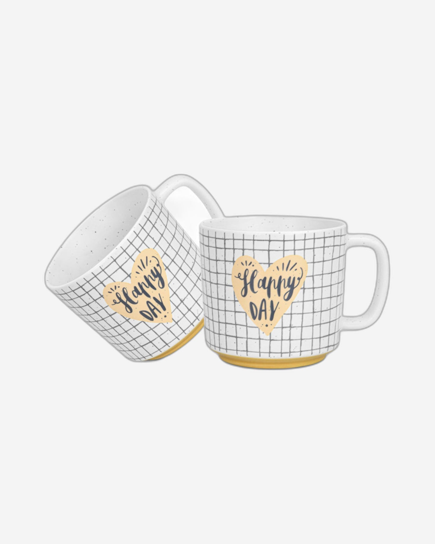 Fissman 2-Piece Mugs 490ml Happy Day Checked New Bone China