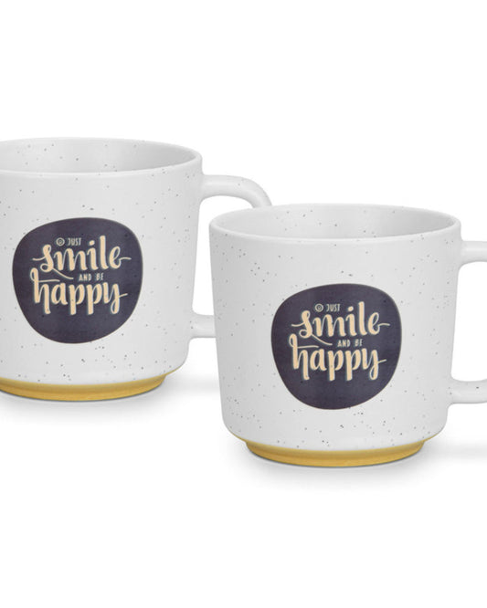 Fissman 2-Piece Mugs 490ml Smile Happy New Bone China