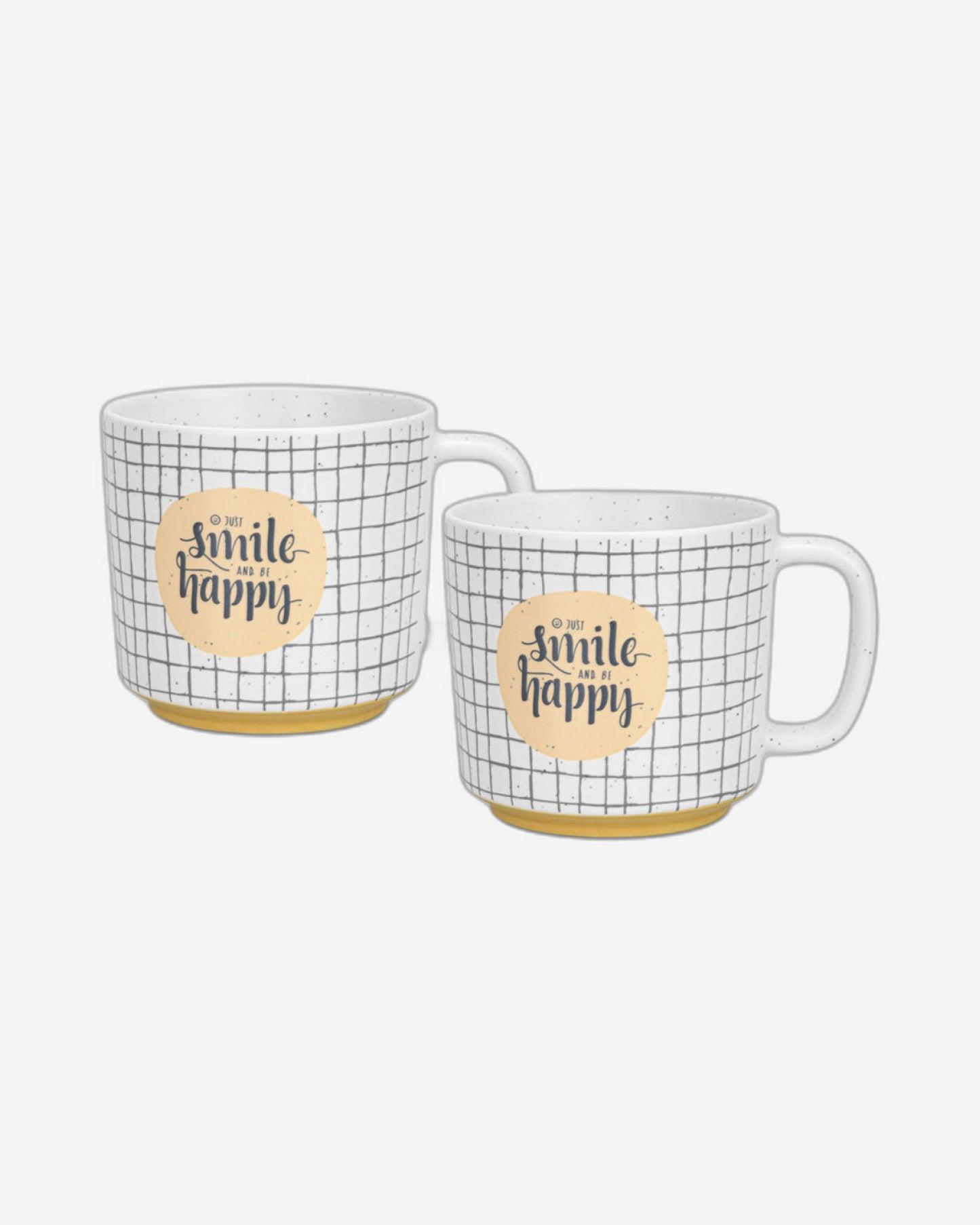 Fissman 2-Piece Mugs 490ml Smile Happy Checked New Bone China