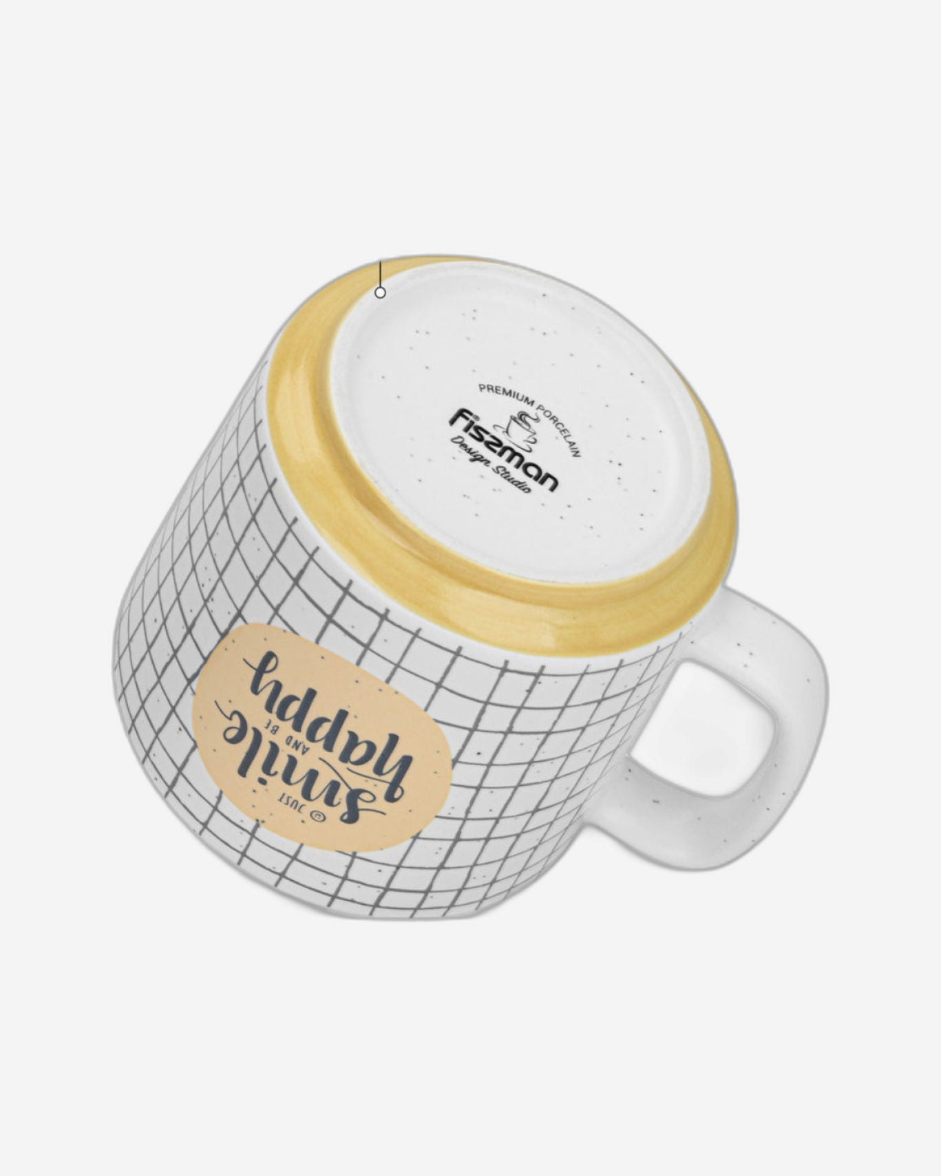 Fissman 2-Piece Mugs 490ml Smile Happy Checked New Bone China