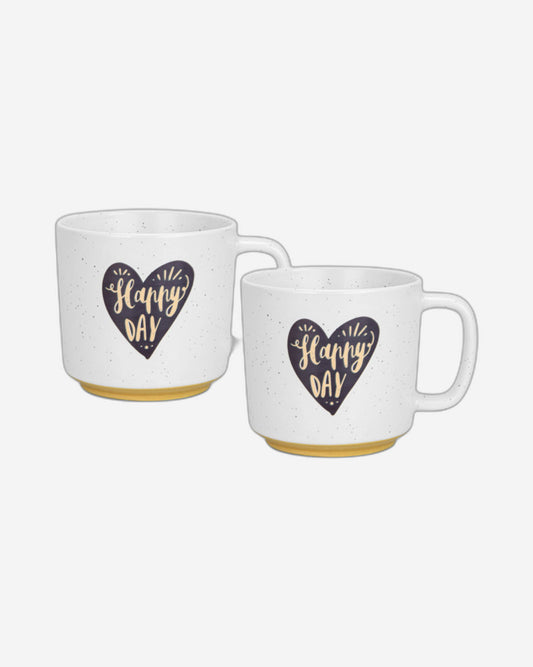 Fissman 2-Piece Mugs 490ml Happy Day With Heart New Bone China