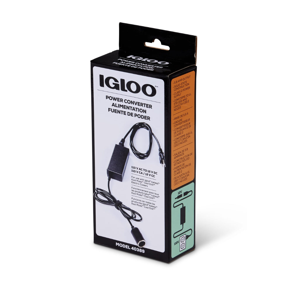Igloo-110V AC Power Converter for Iceless Kool Mate Cool Chill Thermolectric Coolers - Black