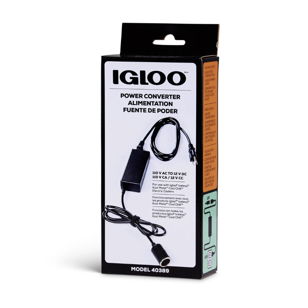 Igloo-110V AC Power Converter for Iceless Kool Mate Cool Chill Thermolectric Coolers - Black