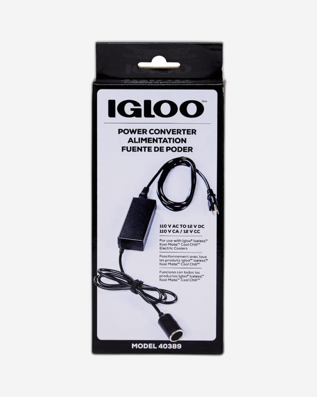 Igloo-110V AC Power Converter for Iceless Kool Mate Cool Chill Thermolectric Coolers - Black