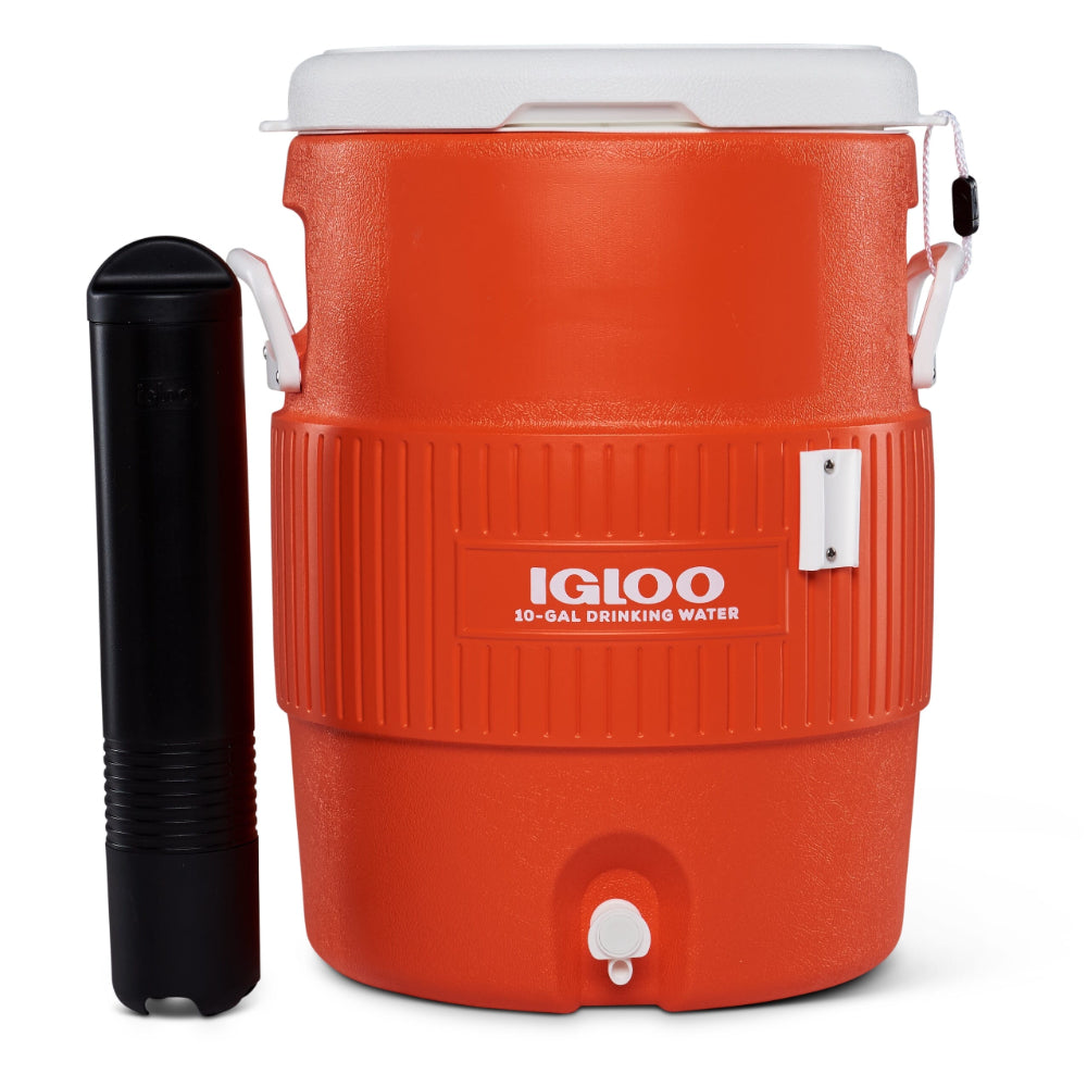 Igloo-10 Gallon Seat Top With Cup Dispenser - Orange