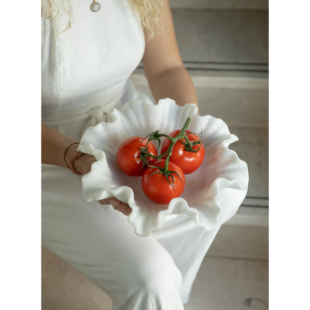 Safa White Marble Fruit Bowl