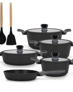 Fissman 11-Piece Cookware Set Stella Series Aluminum with Non-Stick Coating Frying Pan 24cm Shallow Pot 28cm Stockpots 20cm 24cm28cm with Cooking Spoon And Turner