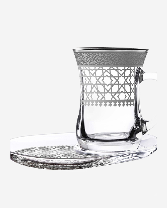 Dimlaj Cordoba Set of 2 Pcs Mug and Saucer (Platinum)