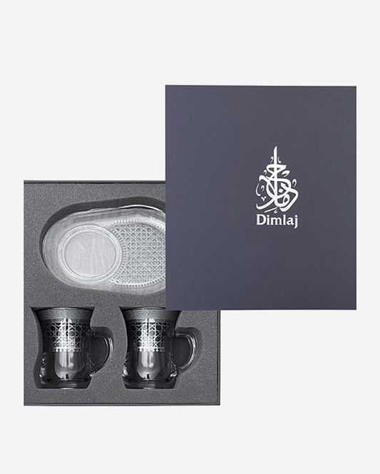 Dimlaj Cordoba Set of 2 Pcs Mug and Saucer (Platinum)