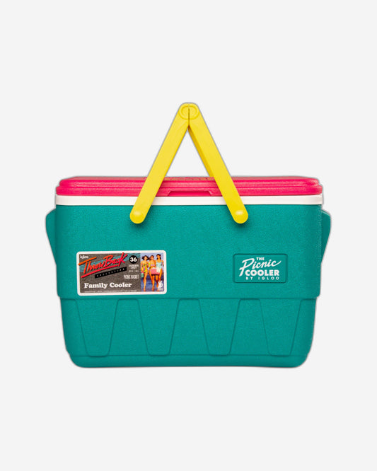 00048537-Igloo-Retro Jade 25 Qt Lunch Picnic Basket Cooler - Dark Jade /Bold Magenta /Livewire Yellow