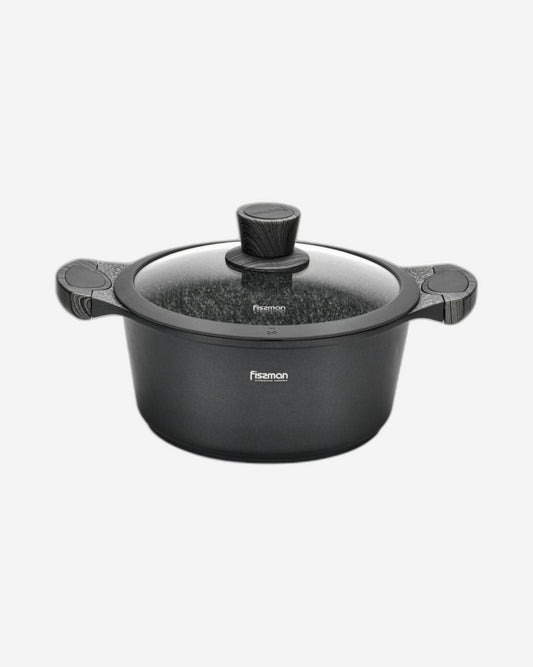Fissman Stock Pot 20cm/2.4LTR with Glass Lid Aluminium With Non-Stick Coating And Induction Bottom