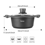 Fissman Stock Pot 20cm/2.4LTR with Glass Lid Aluminium With Non-Stick Coating And Induction Bottom