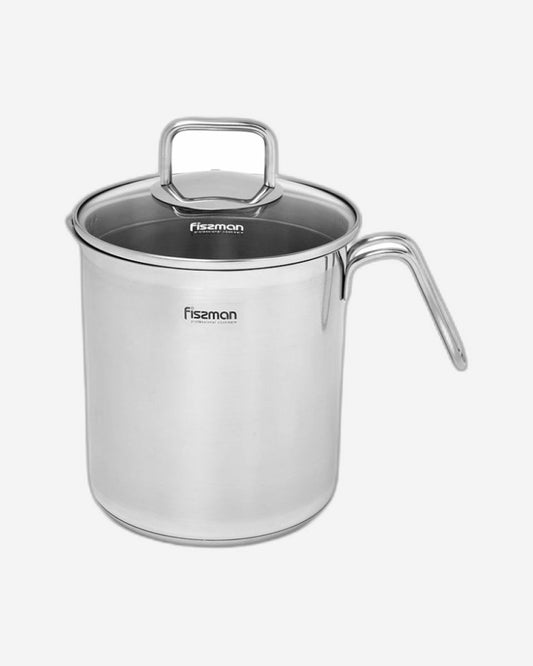 Fissman Asparagus Pot 16cm with Glass Lid and Steamer Basket Silver