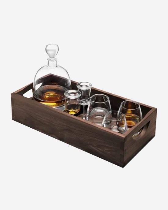 LSA Whisky Islay Connoisseur Set Clear & Walnut Tray