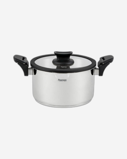 Fissman Stockpot 18x11 cm/2.5 LTR With Glass Lid Lora Series (Stainless Steel)