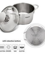 Fissman Saucepot with Glass Lid Silver 14xcm/ 0.9L Bambino Series Stainless Steel