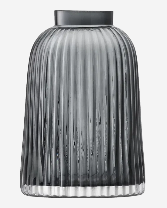 LSA Pleat Vase Grey H20cm