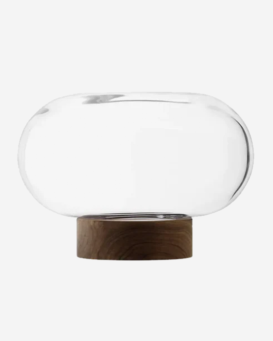 LSA Oblate Vase/Lantern Clear/Walnut H19.5cm