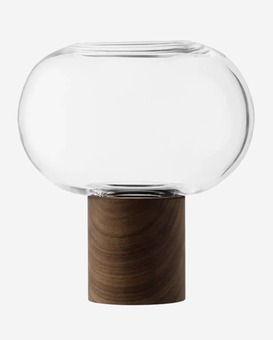 LSA Oblate Vase Clear/Walnut