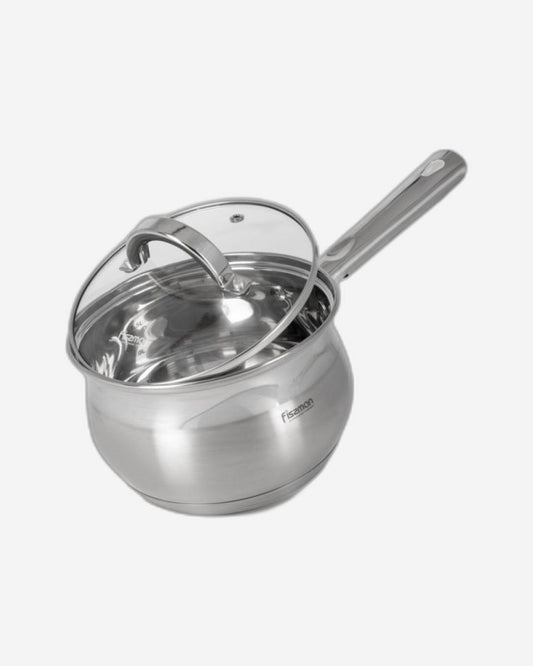 Fissman Saucepan with Glass Lid 16x10.5cm / 2.1L, Stainless Steel 18/10 INOX30 Sauce pan Felina Series