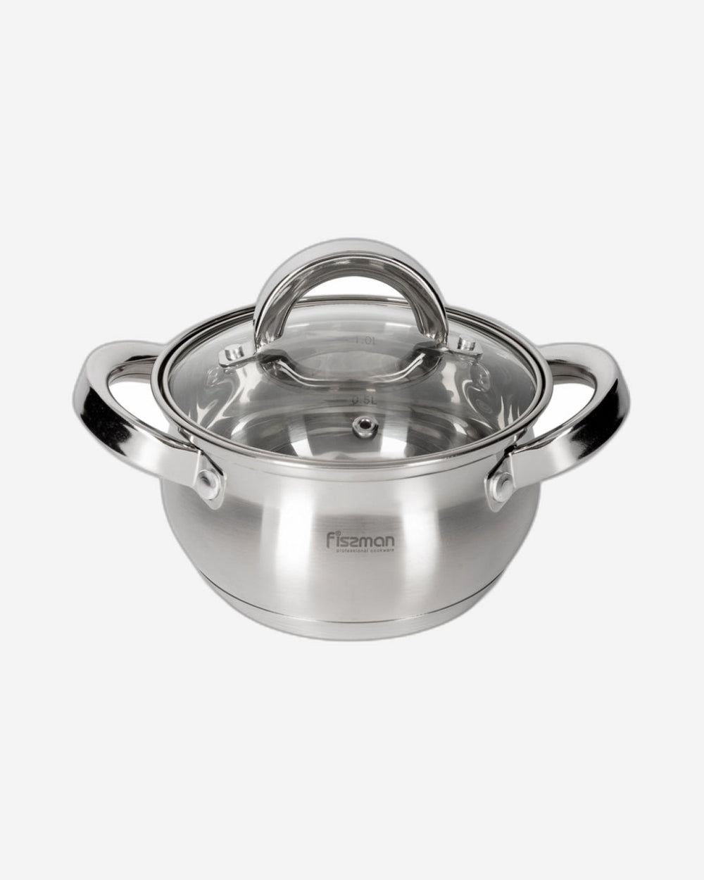 Fissman Stockpot with Glass Lid 1300mL with Measuring Mark, Stainless Steel 18/10 Inox30 Stockpot Felina Series