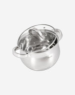 Fissman Stockpot with Glass Lid 16x10.5cm / 2.1 Liter with Measuring Mark, Stainless Steel Stockpot Felina Series