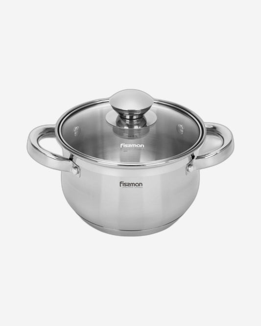 Fissman Stockpot Felina 18cm/2.9LTR With Glass Lid Stainless Steel