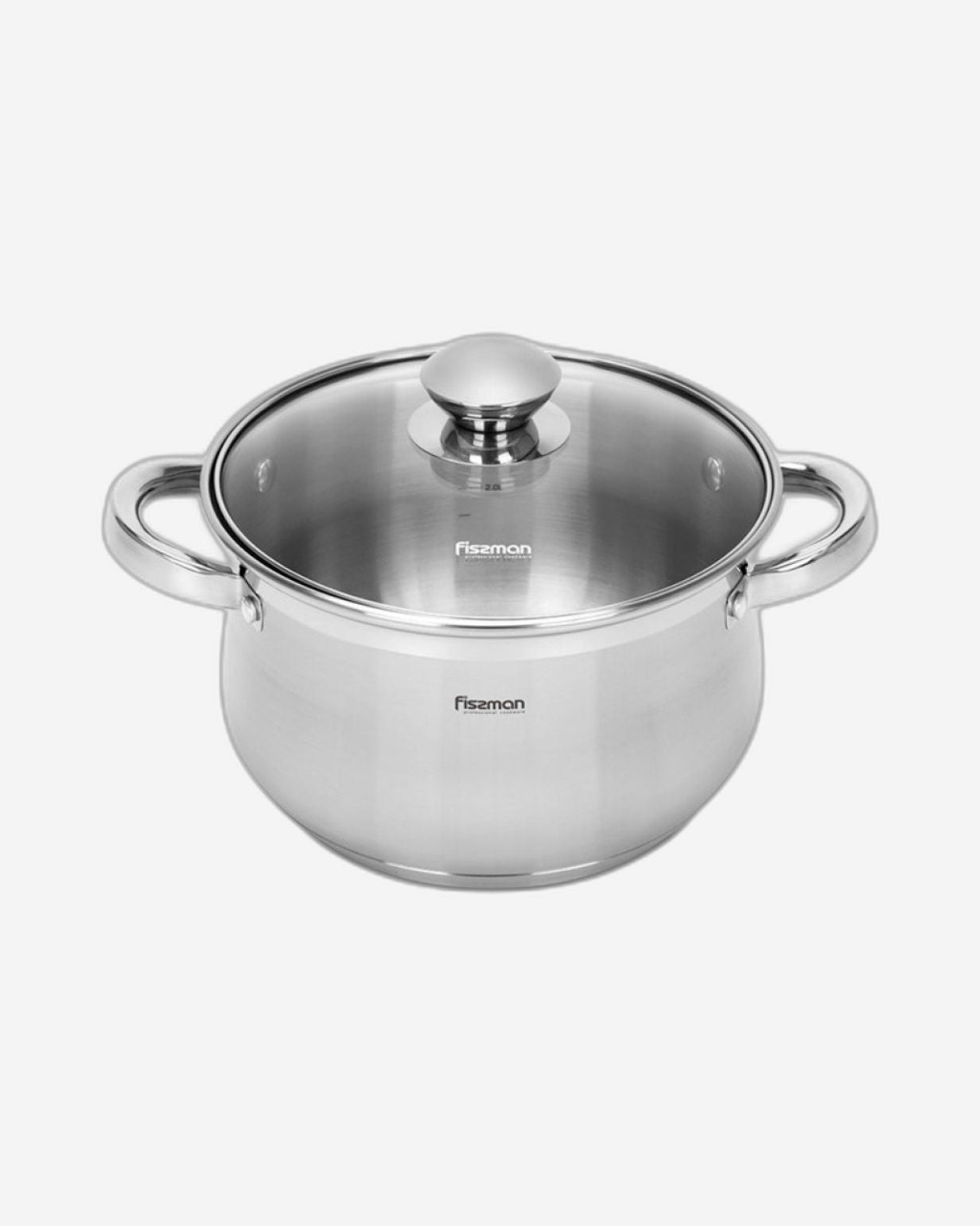 Fissman Stockpot Felina 20cm/3.9LTR With Glass Lid Stainless Steel