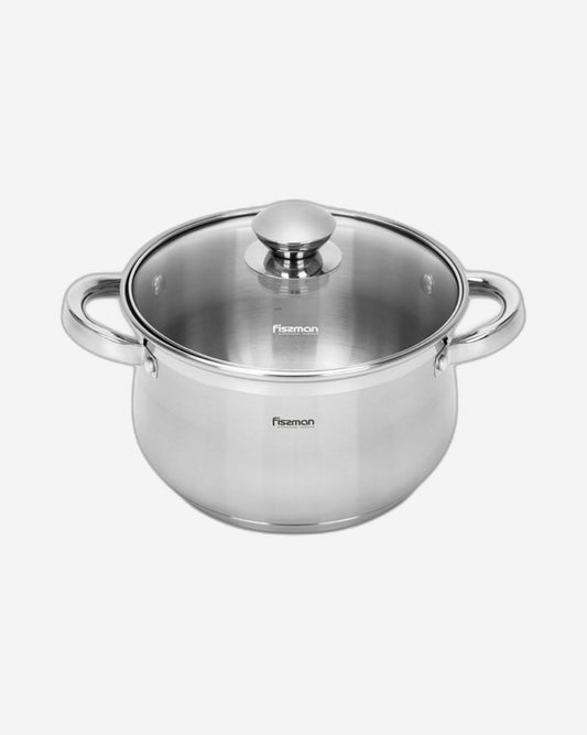 Fissman Stockpot Felina 20cm/3.9LTR With Glass Lid Stainless Steel