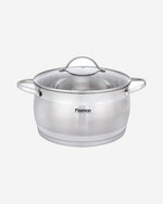 Fissman Stockpot with Glass Lid 16cm /1.9L with Measuring Mark, Stainless Steel Stockpot Fabiana Series