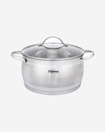 Fissman Stockpot with Glass Lid 2.6LTR with Measuring Mark, Stainless Steel Stockpot Fabiana Series