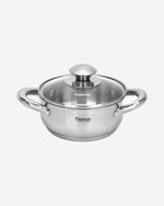 Fissman Cooking Pot 0.9L/14x6cm with Glass Lid Stainless Steel with Induction Bottom, Gulliver Series
