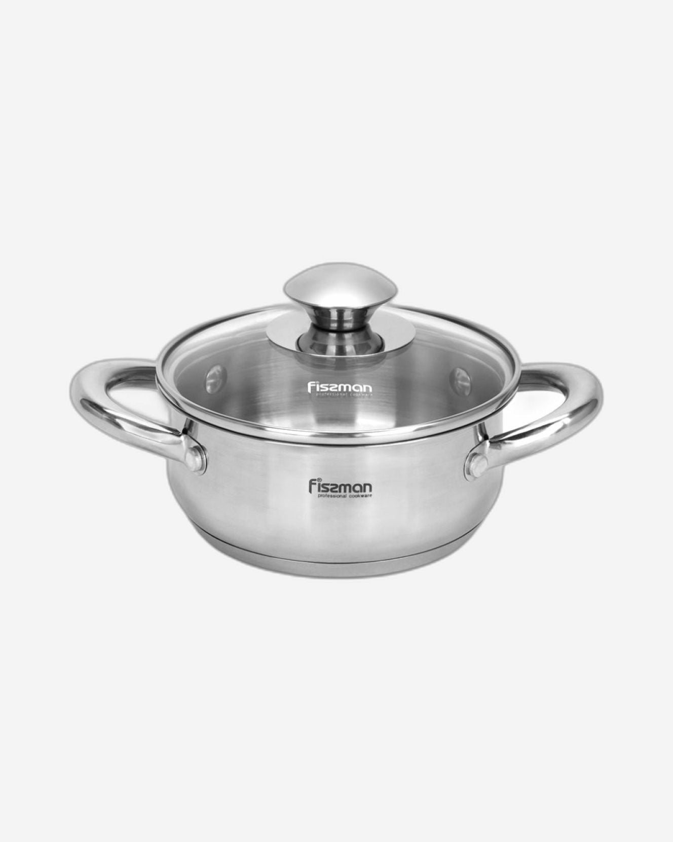Fissman Cooking Pot 0.9L/14x6cm with Glass Lid Stainless Steel with Induction Bottom, Gulliver Series