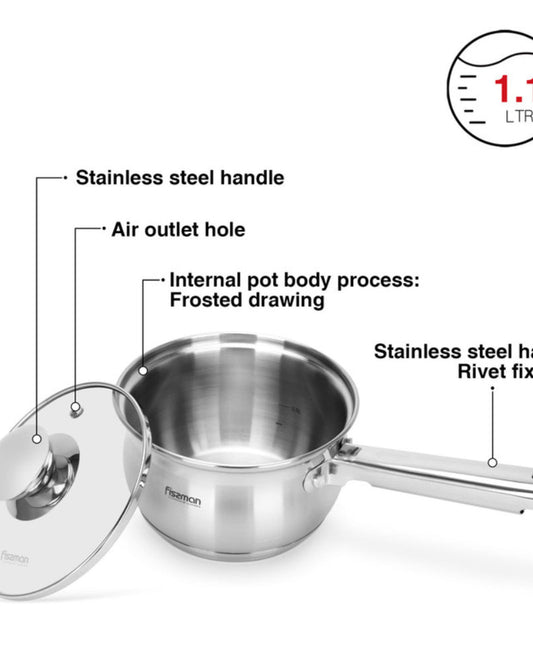 Fissman Saucepan Felina 14cm/1.1LTR With Lid Stainless Steel