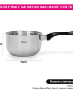 Fissman Saucepan 16cm/0.95LTR Double Wall Bain-Marie Without Lid Stainless Steel