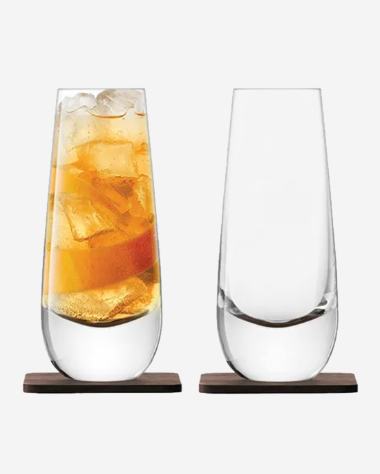 LSA Whisky Islay Mixer Glass 325ml Clear & Walnut Coaster