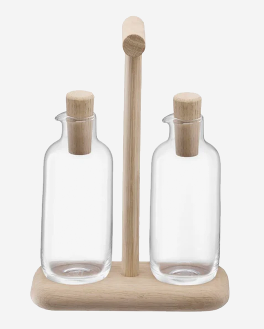 LSA Dine Oil & Vinegar Set & Oak Stand