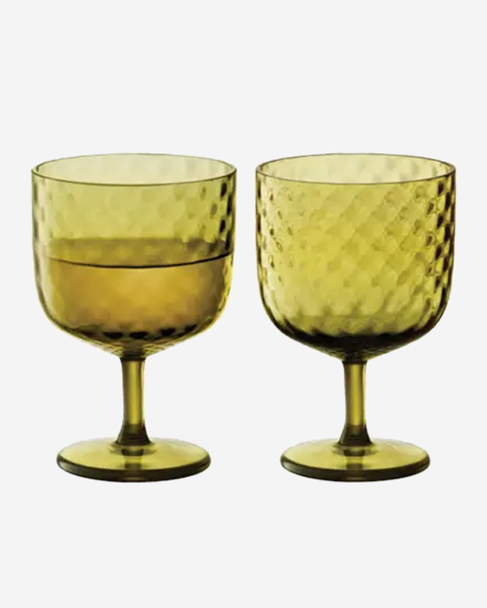 LSA Dapple Wine Glass 325ml Woodland Green x2