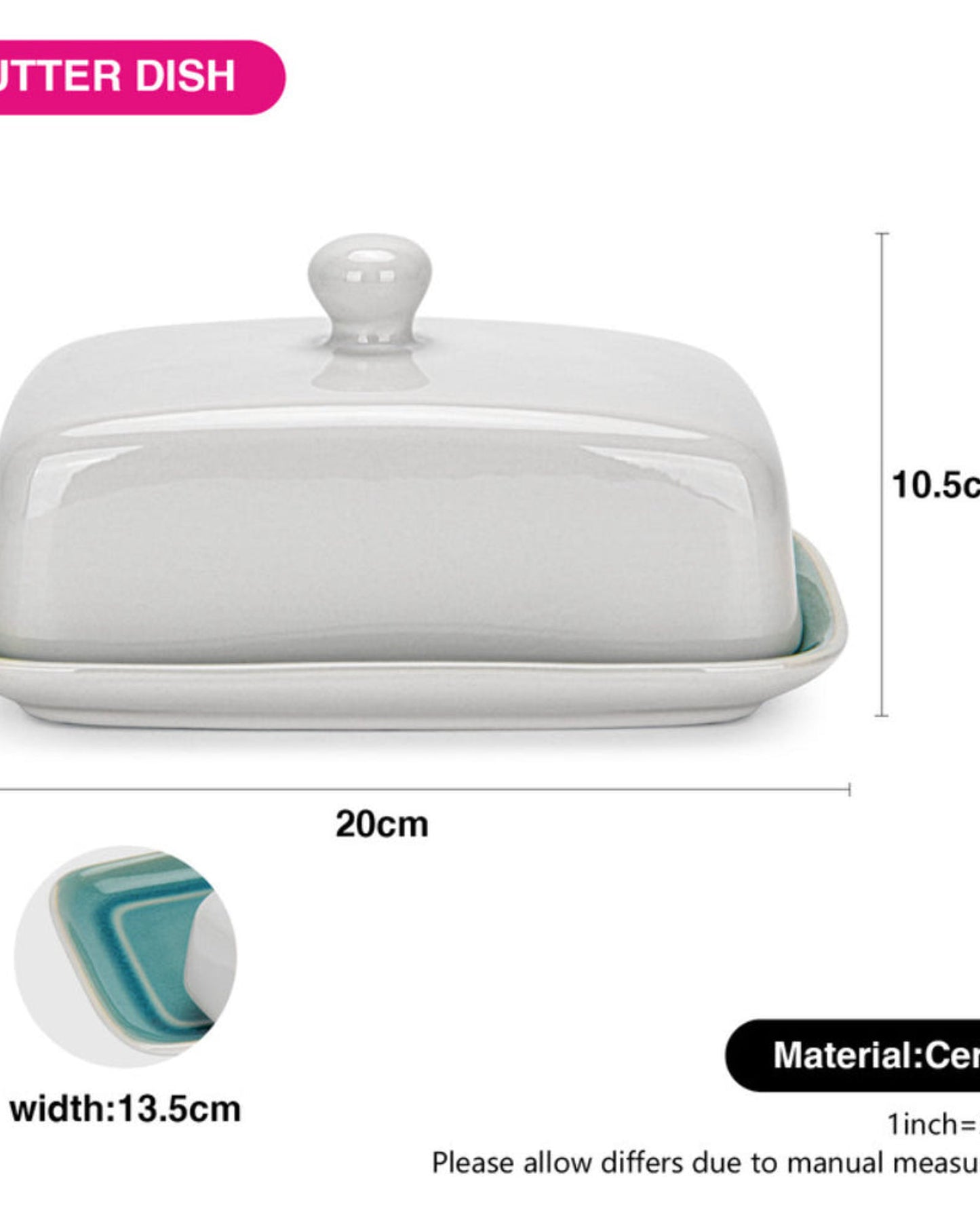 Fissman Butter Dish Celine Series 20X10.5cm (Ceramic) Azure
