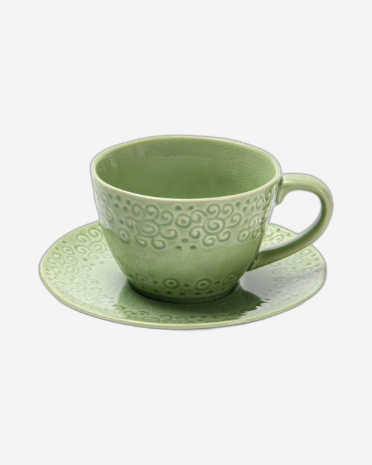 Fissman 2-Piece Ceramic Cup And Saucer Set Green 260ml