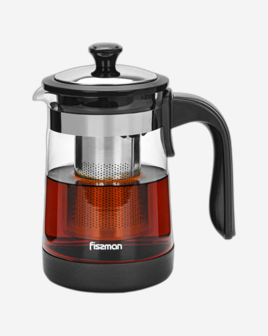 Fissman Borosilicate Tea Pot With Filter Black/Clear/Grey 950ml