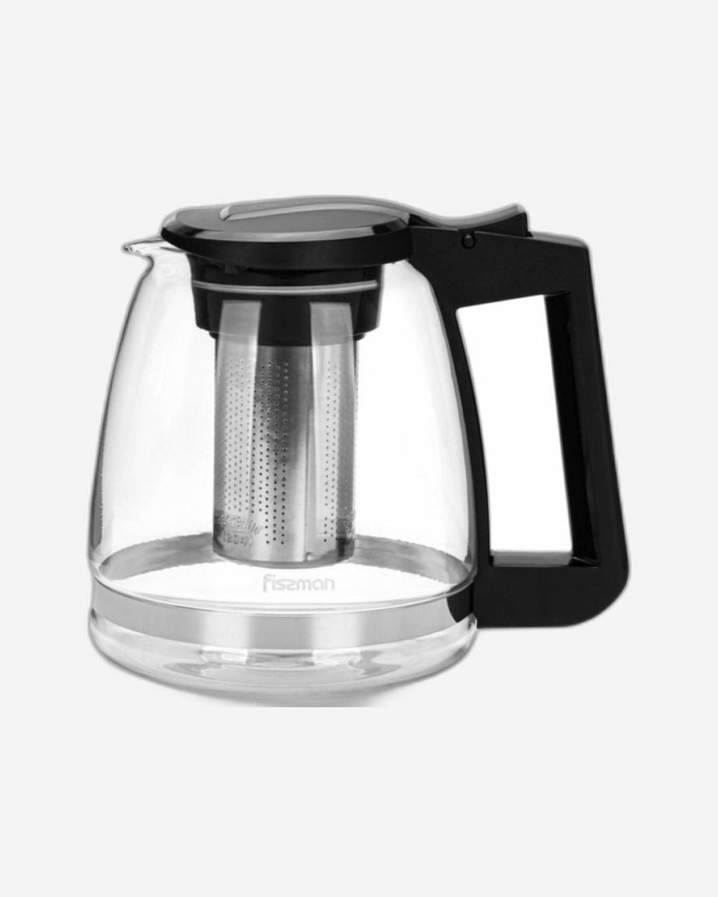 Fissman Tea Pot Borosilicate Glass With Stainless Steel Filter Black/Clear 2000ml