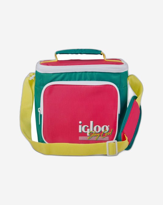 00065479-Igloo-Retro Square Cooler Lunch Bag - Dark Jade /Bold Magenta /Livewire Yellow