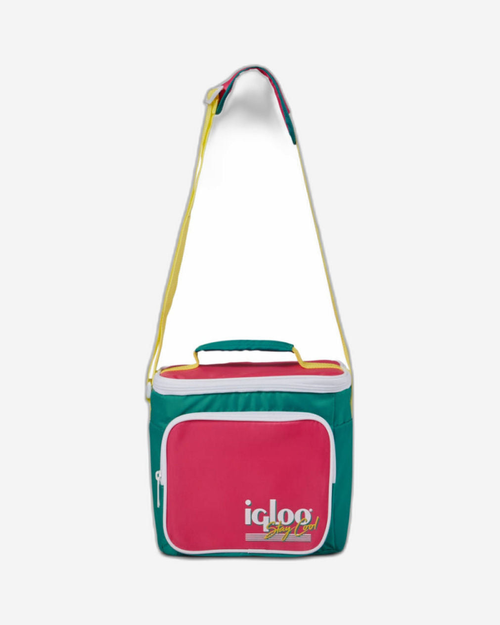 00065479-Igloo-Retro Square Cooler Lunch Bag - Dark Jade /Bold Magenta /Livewire Yellow