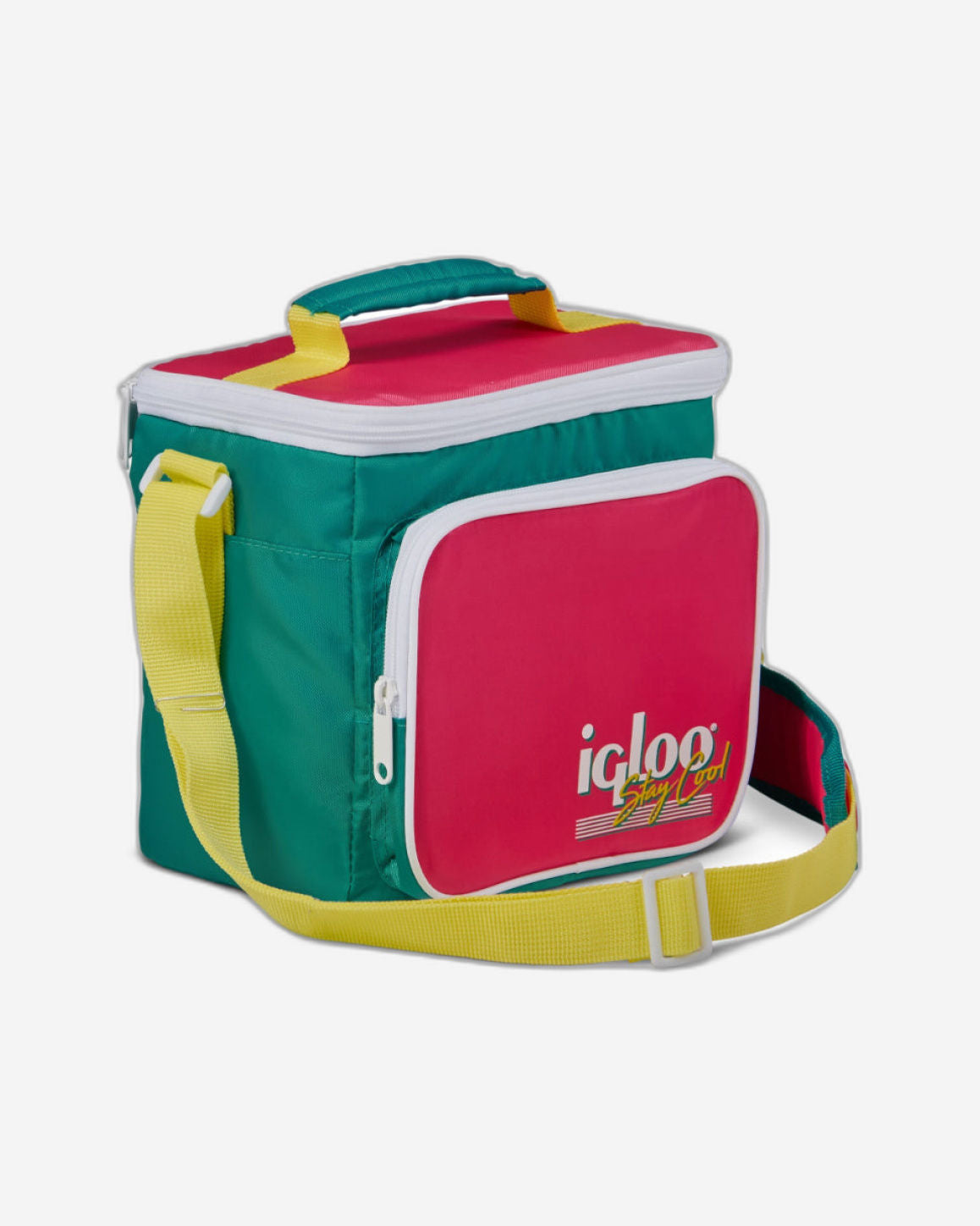 00065479-Igloo-Retro Square Cooler Lunch Bag - Dark Jade /Bold Magenta /Livewire Yellow