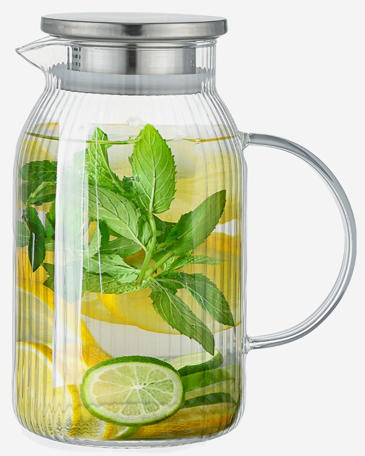 Fissman Glass Pitcher 1500ml Stainless Steel Silicone Lid
