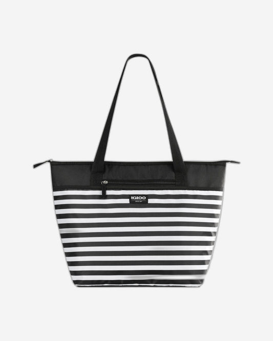 00066266-Igloo-30 Can Essential Tote Cooler Bag  - Black& White Stripe